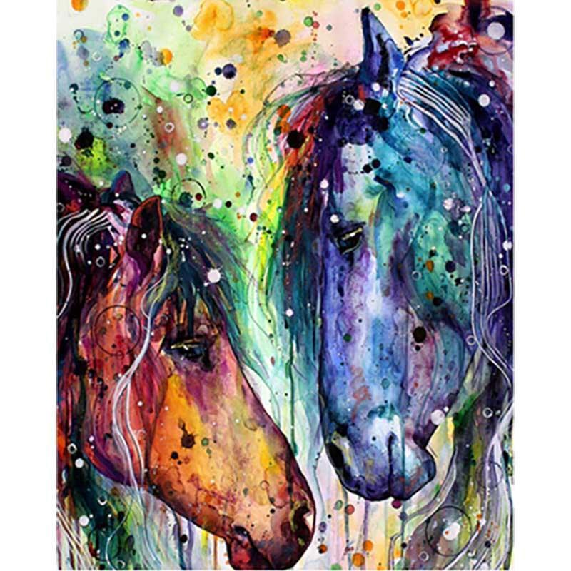 Two Colorful Horses | Paint by Numbers