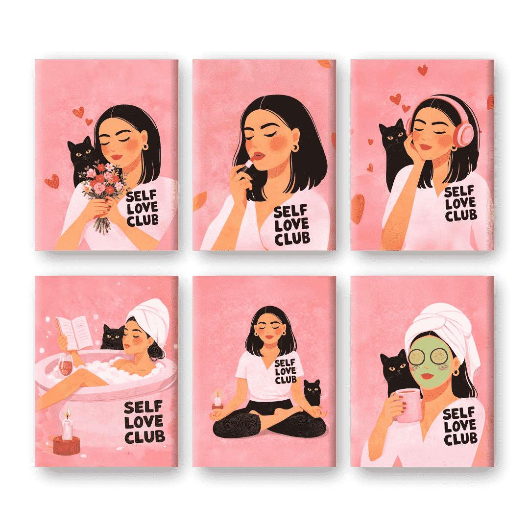 6 Mini Paintings - Self Love Club Set