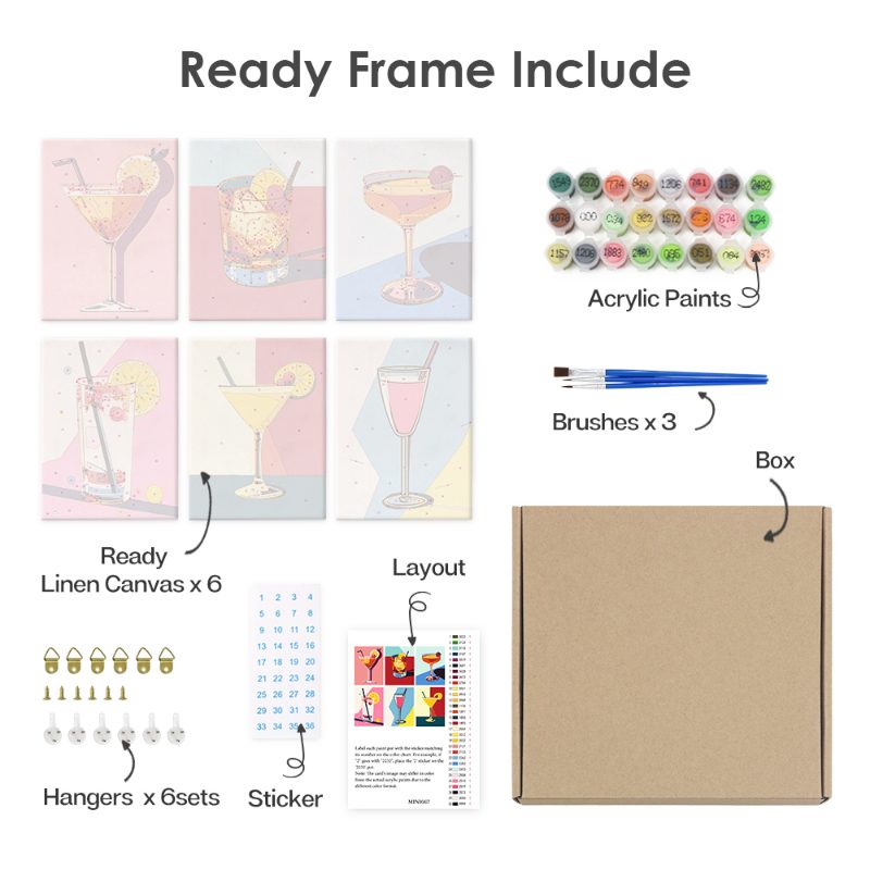 6 Mini Paintings - Classy Cocktail Set
